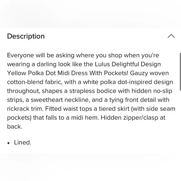 Lulus Mustard Yellow Polka Dot Strapless Midi Dress NWT Bow Ric Rac Trim Sz M - Picture 12 of 12